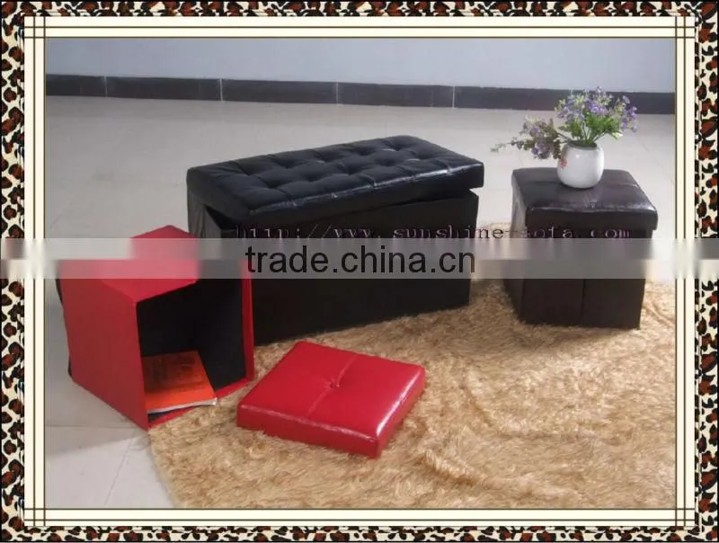 Colorful Leather Storage Ottoman Folding Stool