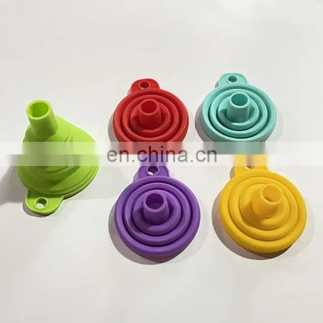 Amazon Food Grade Kitchen Collapsible Oil Funnel Small Foldable Silicone Funnel For Oil Beer Protien