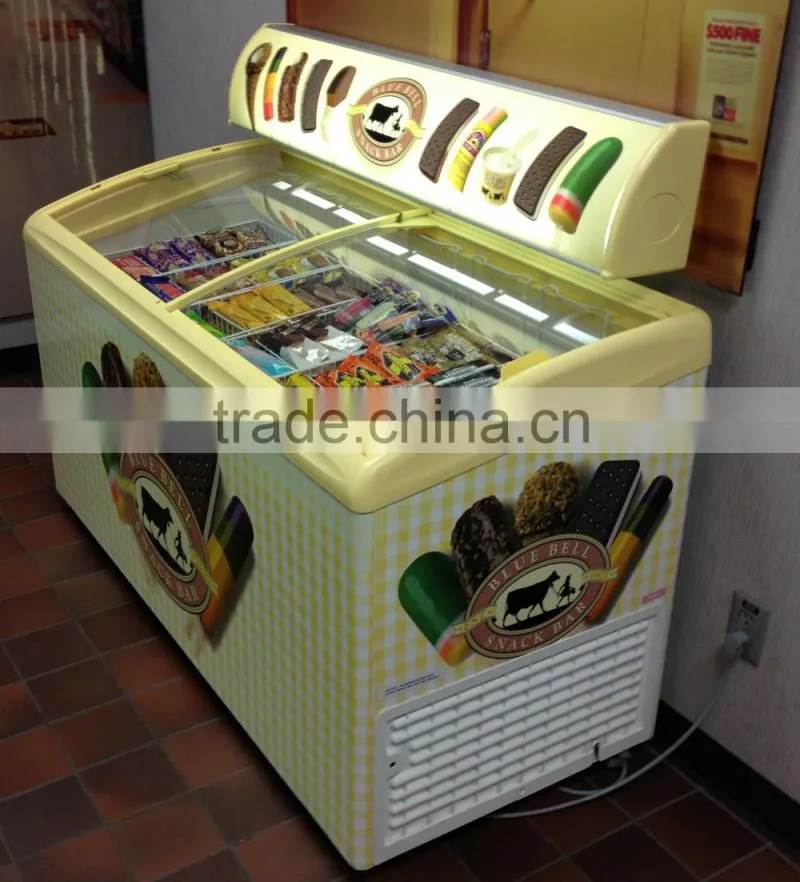 glass door deep freezer display for ice cream
