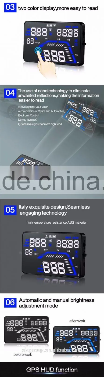 Universal 5.5" Inch Q7 LED Head Up Digital Display Car GPS OBD2 HUD