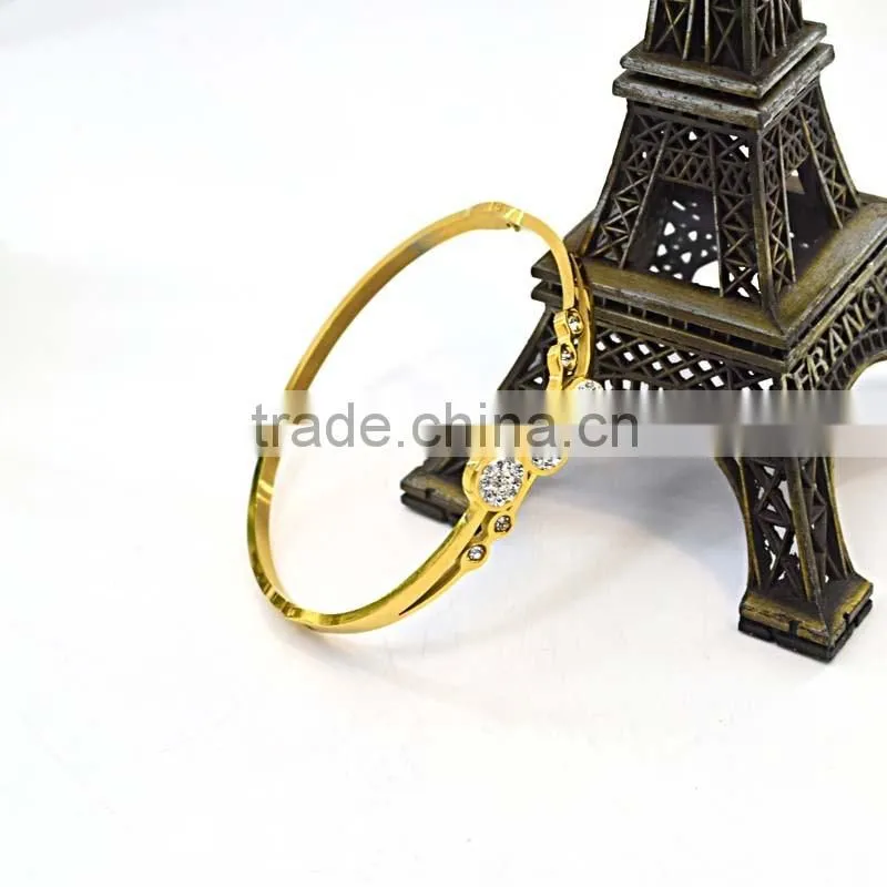new fashion girls tops 316l stainless steel jewelry gold bangel bracelet