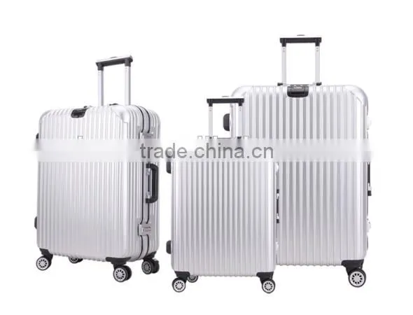 new design hot sale men women urban PC ABS luggage set high quality silver aluminum frame travel trolley bags luggage suitcase
