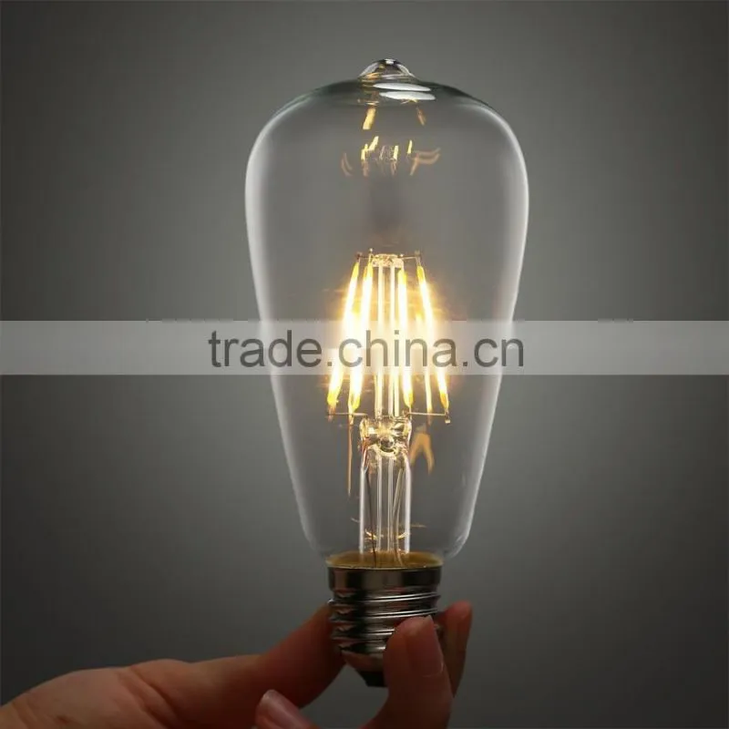 ST64 E27 Base LED Filament Light Bulb 4W 6W LED Filament Bulb Light