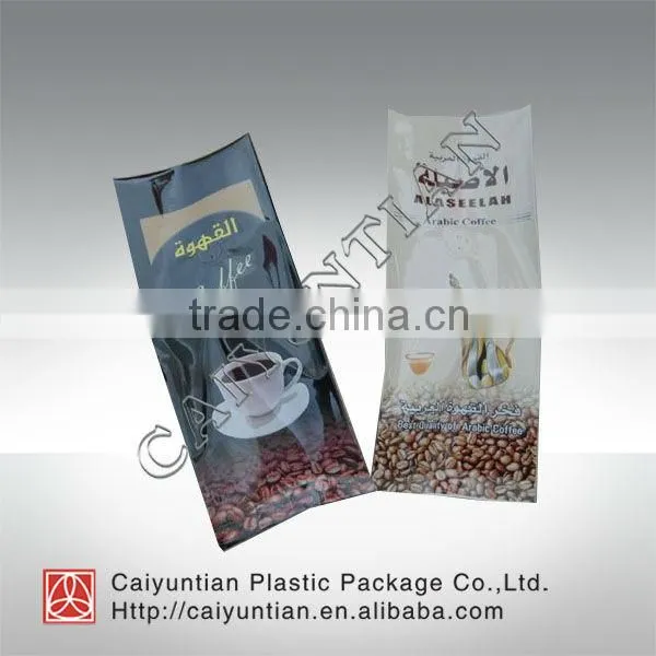 aluminum coffee bag with logo printing four/eight side-gusset sealing with valve