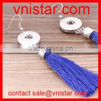 Vnistar metal snap button earrings with black tassels dangle interchangeable wholesale NE011-2