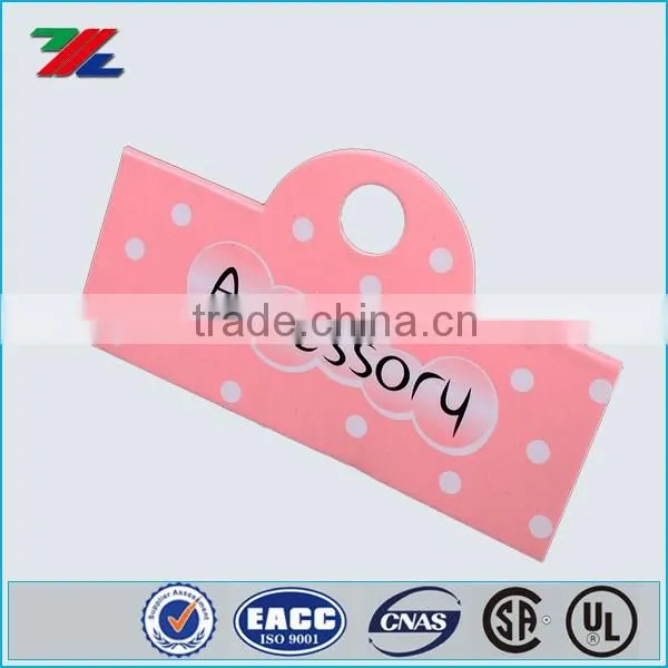 Pink color glossy new design fold header card for hair accessory