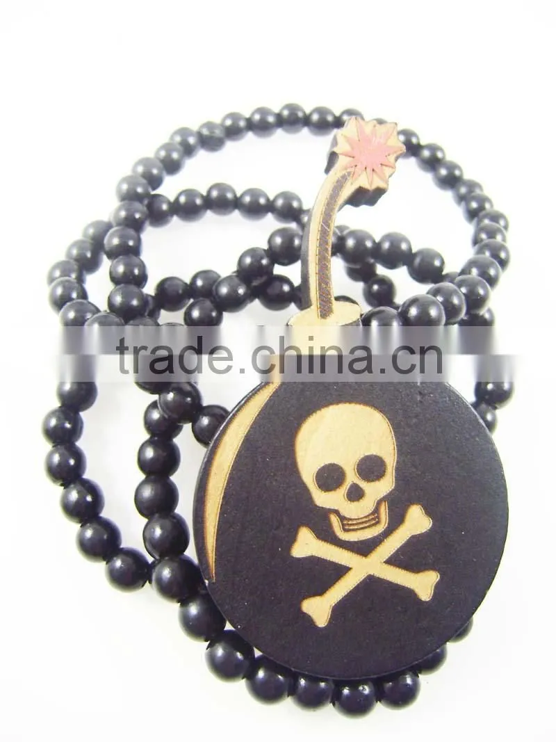 Men's Hip Hop good bamb Pendants Wood Rosary Chains Beads wooden Necklaces