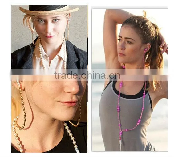 Fashion beaded stone earphone for promotion and gifts