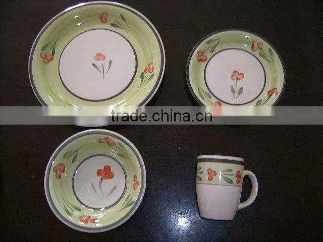 16 pieces glazed ceramic dinnerware,color glazed stoneware dinnerware,stoneware dinnerware set