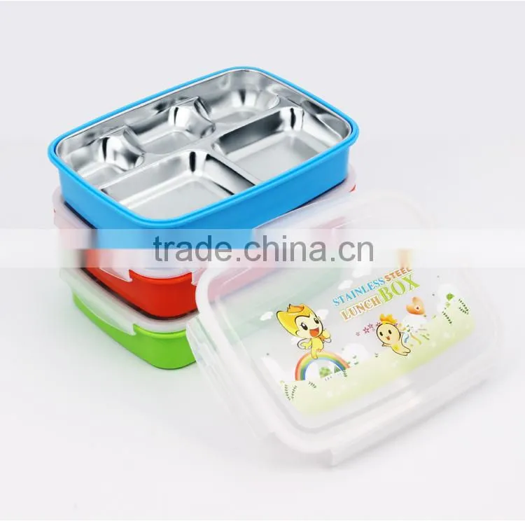 take away stainless steel metal body covered with PP plastic food storage container set