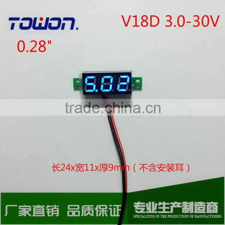 V18D 3Digits Blue(3-30v) Red(2.5-30V) Green(2.7-30V) LED DC Voltmeter for Battery Voltage