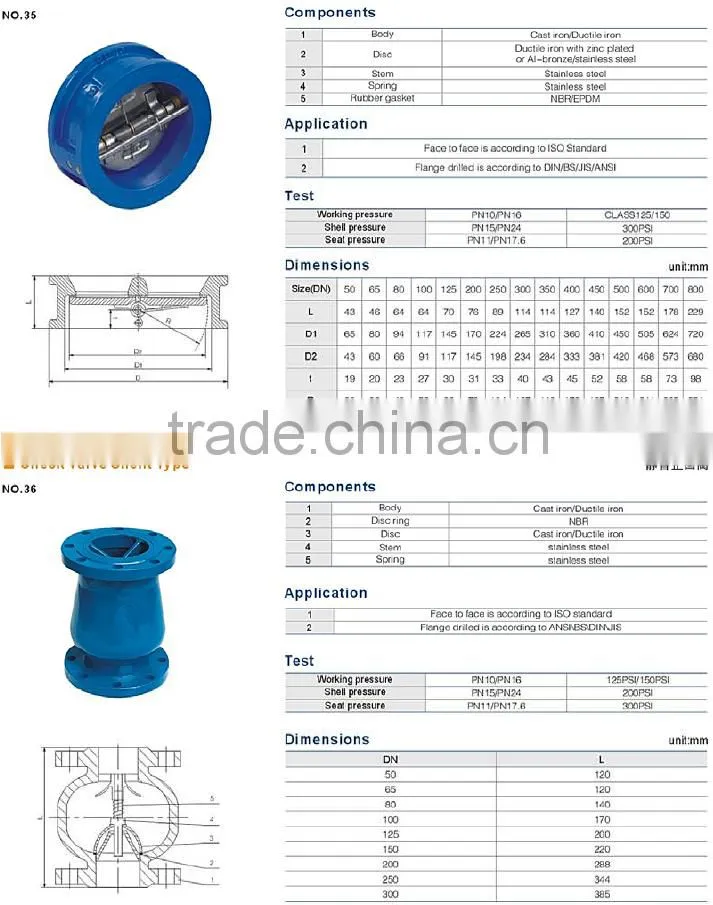 OEM Chinese factory JIS DPS swing wafer water check valve
