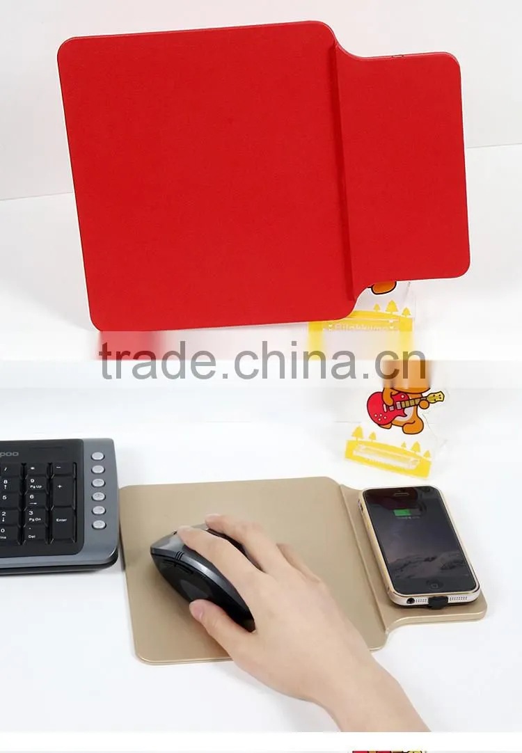 Fashional leather wireless charger mouse pad for qi smart phone wireless charger