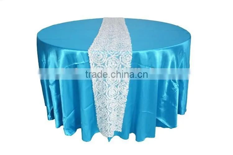 Fancy white embroidered table runner for wedding