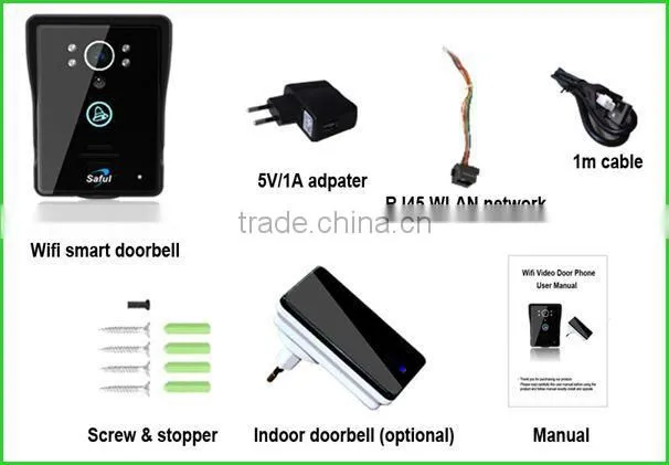 Indoor receivers can be wireless connected to video door phone intercom wifi with android