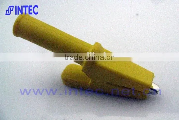 Jumper Wires Alligator Crocodile Roach Test Clip Plastic Handles Crocodile clips 60mm yellow color I00149