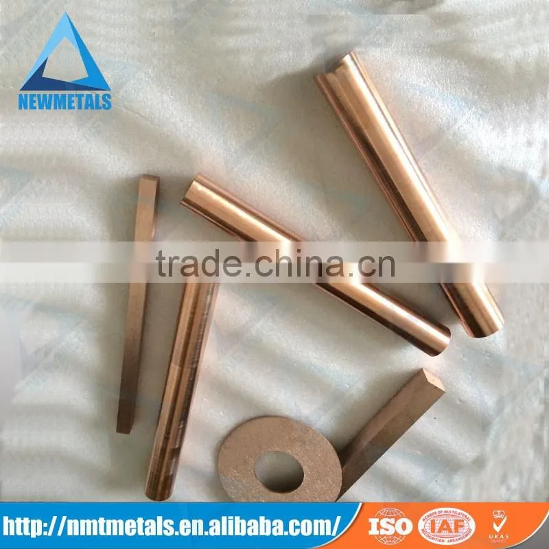 Gold hard metal tungsten copper alloy bar/copper tungsten alloy electrode tungsten copper electrode low price