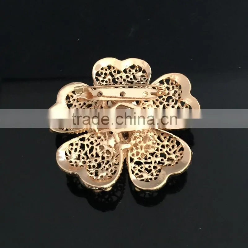 Metal Flower AB Rhinestone Brooch Pin,Color Rhinestone Brooches And Pins For Wedding Imitation
