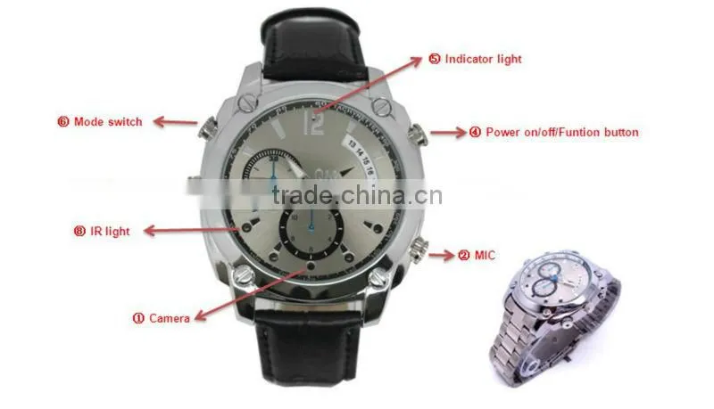 Full HD Mini Hidden Camcorder Camera Watch DVR with1080P PC Webcam Waterproof IR Night Vision Function JVE3105G-2
