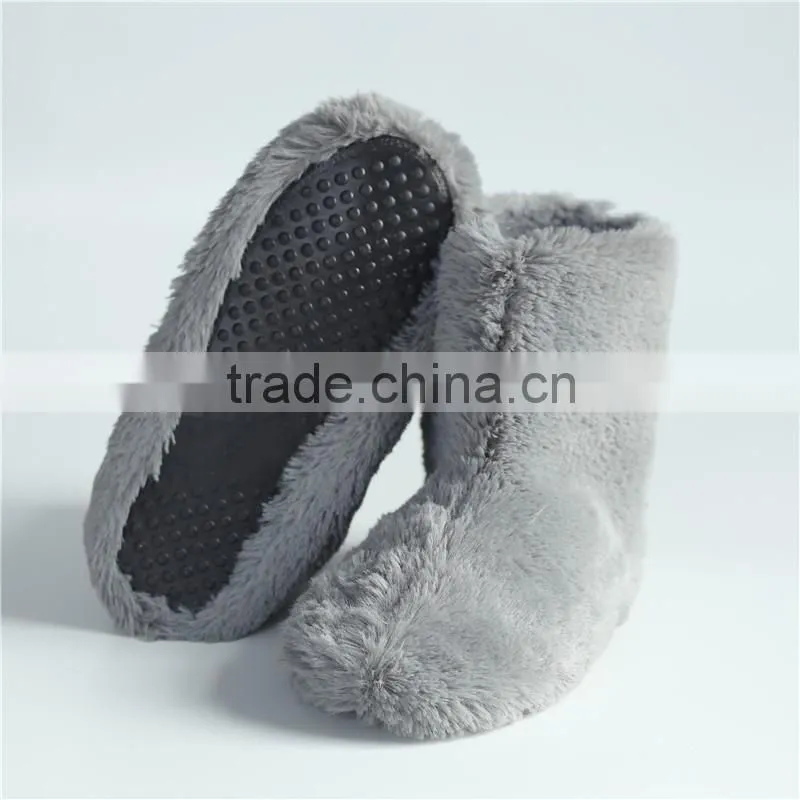 Ladies plush with shine print slipper boots