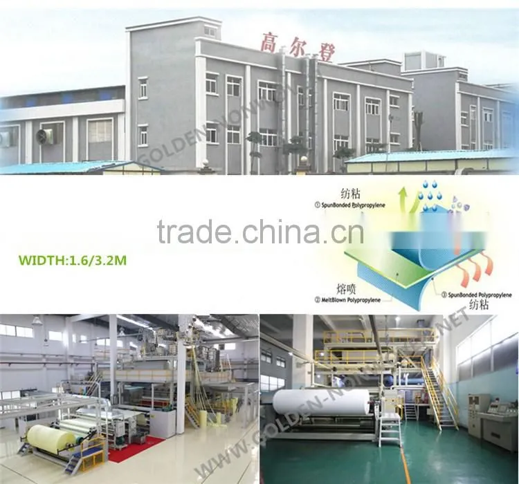 white and green color polypropylene nonwoven fabric/sms/smms non woven fabric for hospital bed sheet