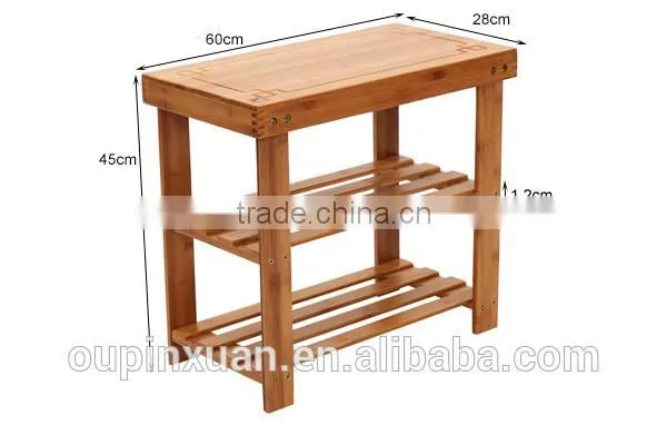 Portable shoe rack, Multi-Function bamboo 3-tiers storage rack