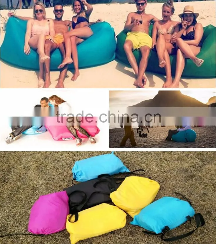 Outdoor Inflatable Lounger Nylon Fabric Beach Lounger Convenient Compression Air Bag Hangout Bean Bag Portable Dream Chair