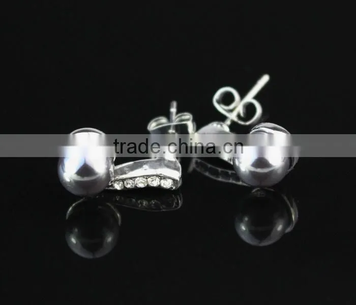 austrian crystal black pearl stud earrings