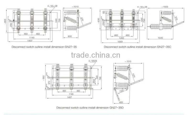35kv GN27-40.5 Series Indoor High Voltage Disconnect Switch
