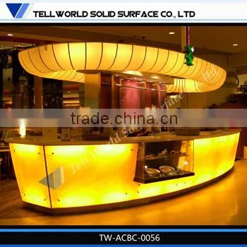 2014 modern popular luxury boat shape artificial marble home bar counter furniture for sale