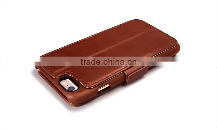 ICARER Real Leather Wallet Case For Apple iPhone 6 / 6s Plus Vintage Folio Cover With Credit Card Slot For iPhone6 4.7 / 5.5