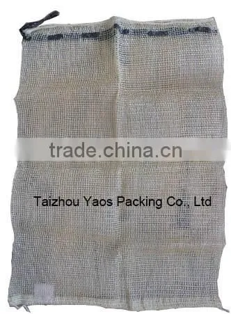 beige PP tubular mesh bag firewood circular drawstring tubular bag