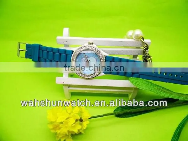 new silicone watch rhinestone silicone watch colorful silicone pattern wrist watch WS13242
