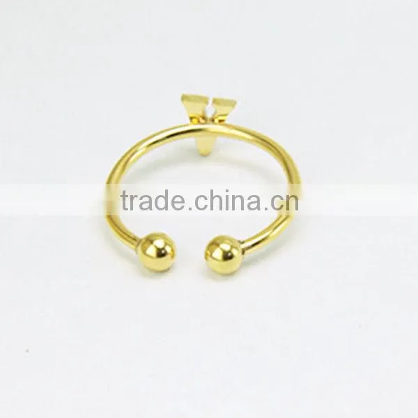 Fashion Stainless steel gold plated Letter alphabet ring with ball