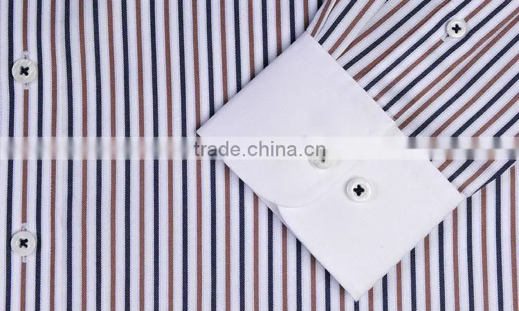 Vertical stripe cotton twill fashion men dress shirt