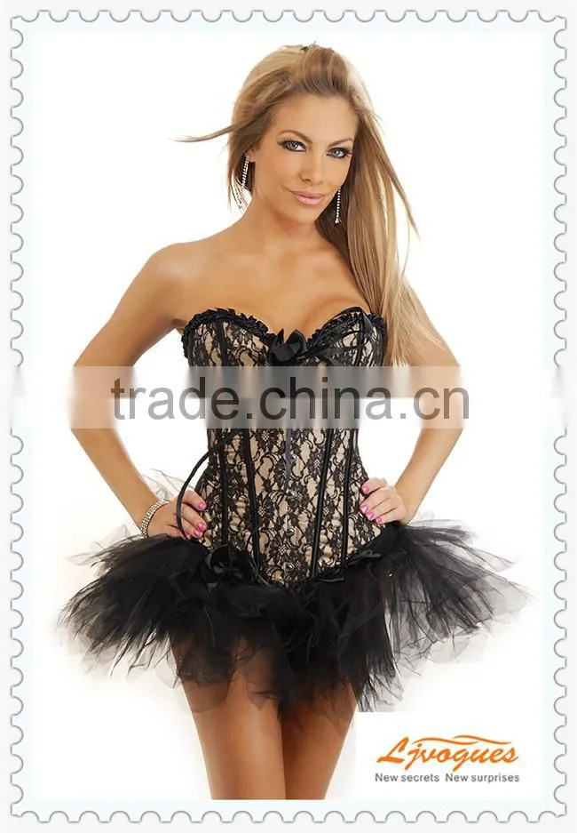 On sale overbust corset waist training top dance club corsets with Lace up