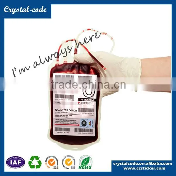 Wrapped in kraft paper strong adhesive blood bag label