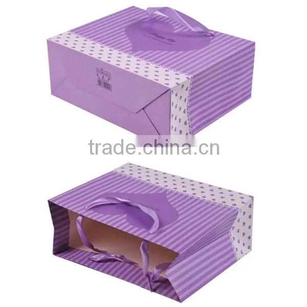 Vertical Stripe With Heart Paper Gift Bag