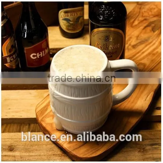 Munich Ceramic mug Beer Barrel Stein with white color