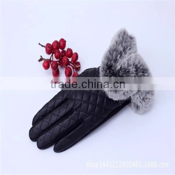 PU Leather Hand Gloves/Mitten With Far
