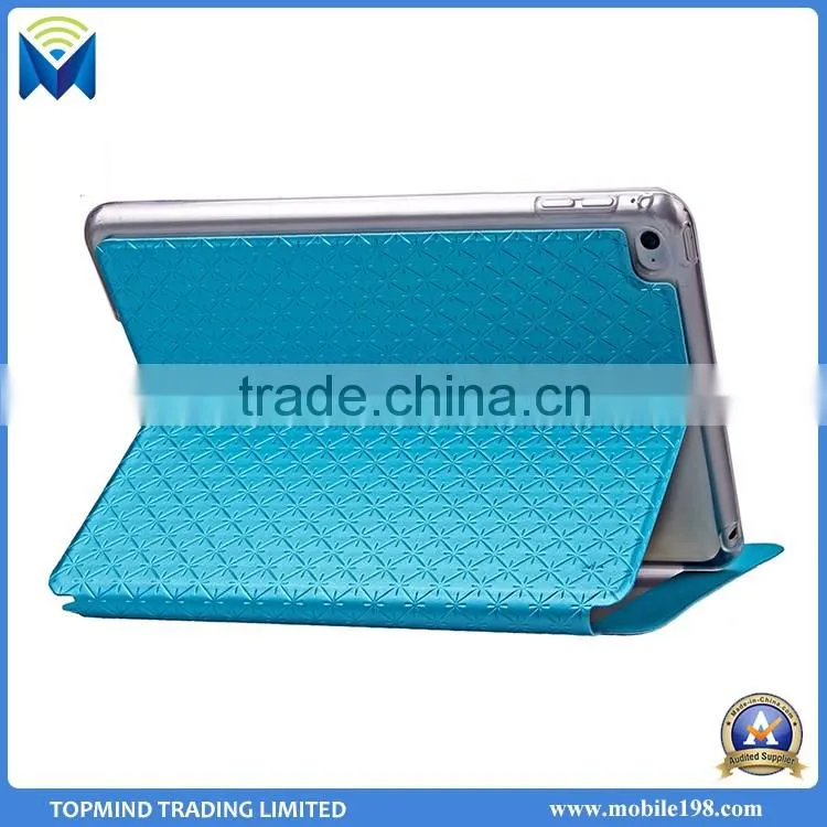 Diamond-shaped Style Flip Wallet Leather Case for iPad Mini 4 with Window View