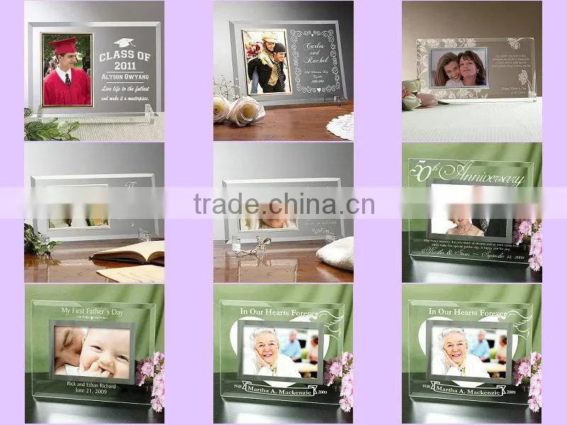 Etched Glass Lovers Picture Frame For Wedding Memento