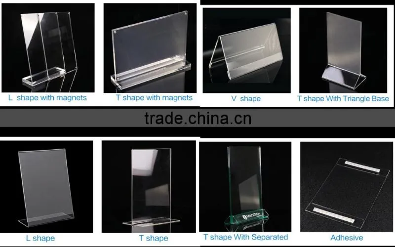 manufacture acrylic table stand menu holder, T shape sign holder manufacturer
