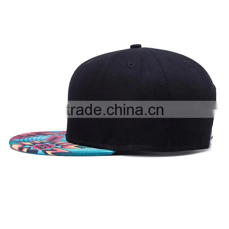 custom design your own logo 100%cotton 6 panel blank snapback cap