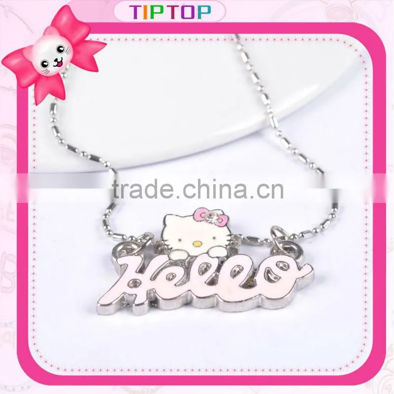 Letter pendant hello kitty head necklace
