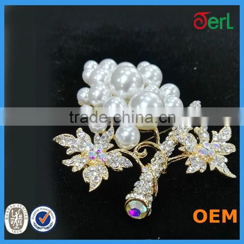 Nice Fashion animal crystal grape shape rhinestone brooch