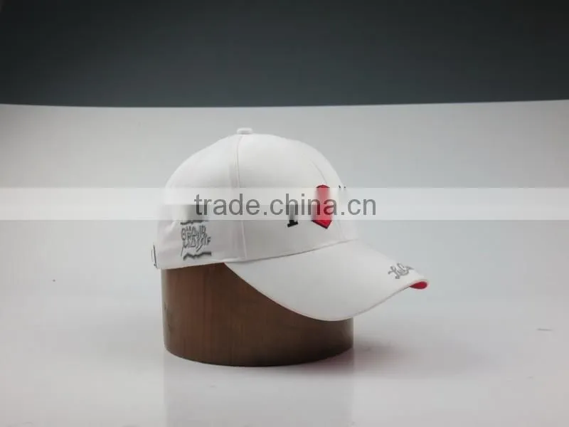White Ski Sports Caps Flat Embroidery Sports Cap Customized
