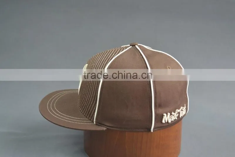 Brown customized fitted cap with logos