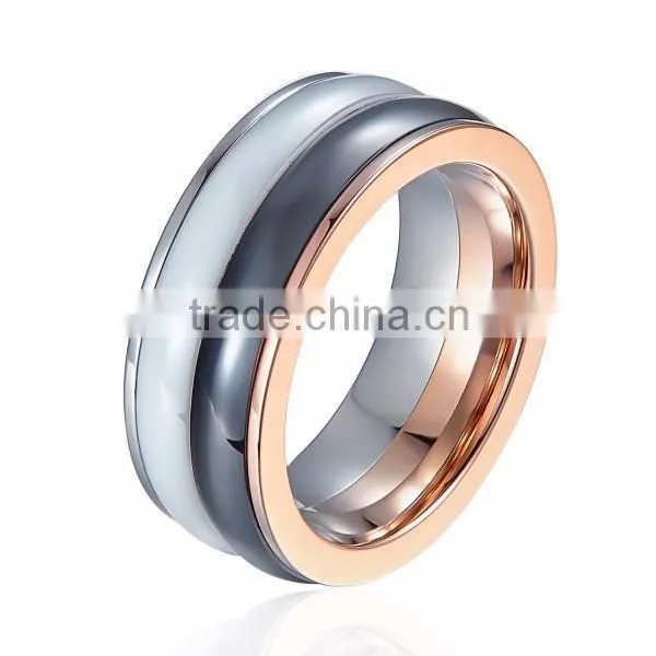 Anniversary, Christmas Gift, New Design Tungsten And Ceramic Combined Ring