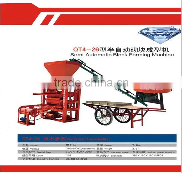 QT4-40A Semi-Automatic Block Forming Machine popular in alibaba,hollow block machine